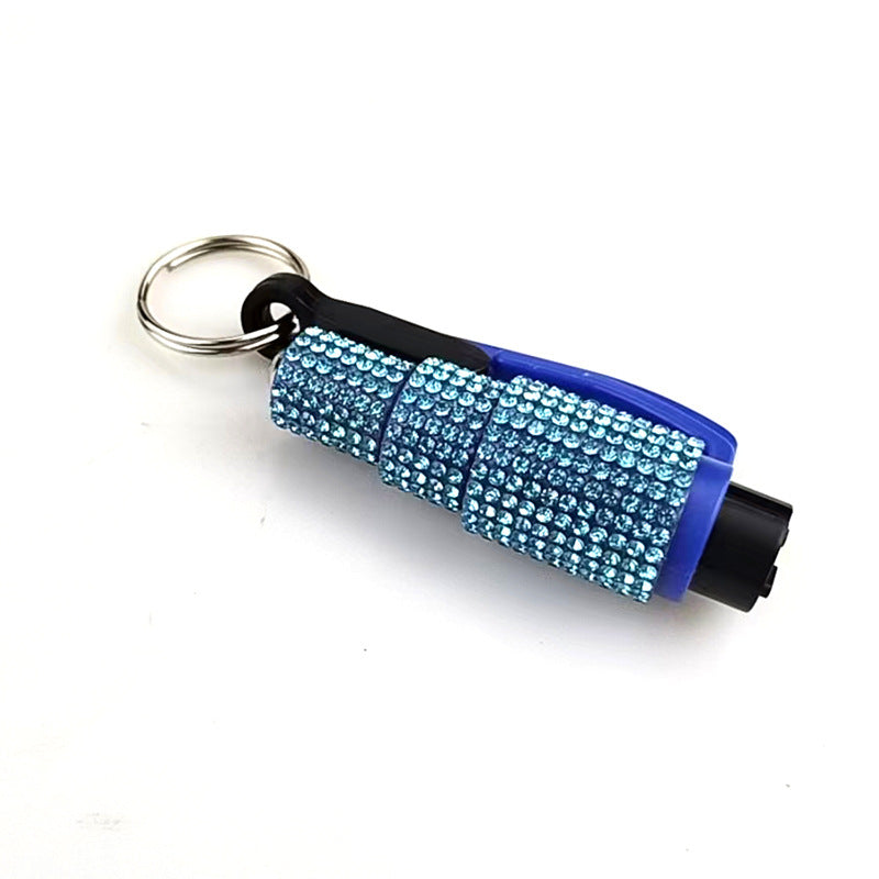 Wholesale Leopard Print Car Key Life Hammer with Diamond Car Plastic Keychain